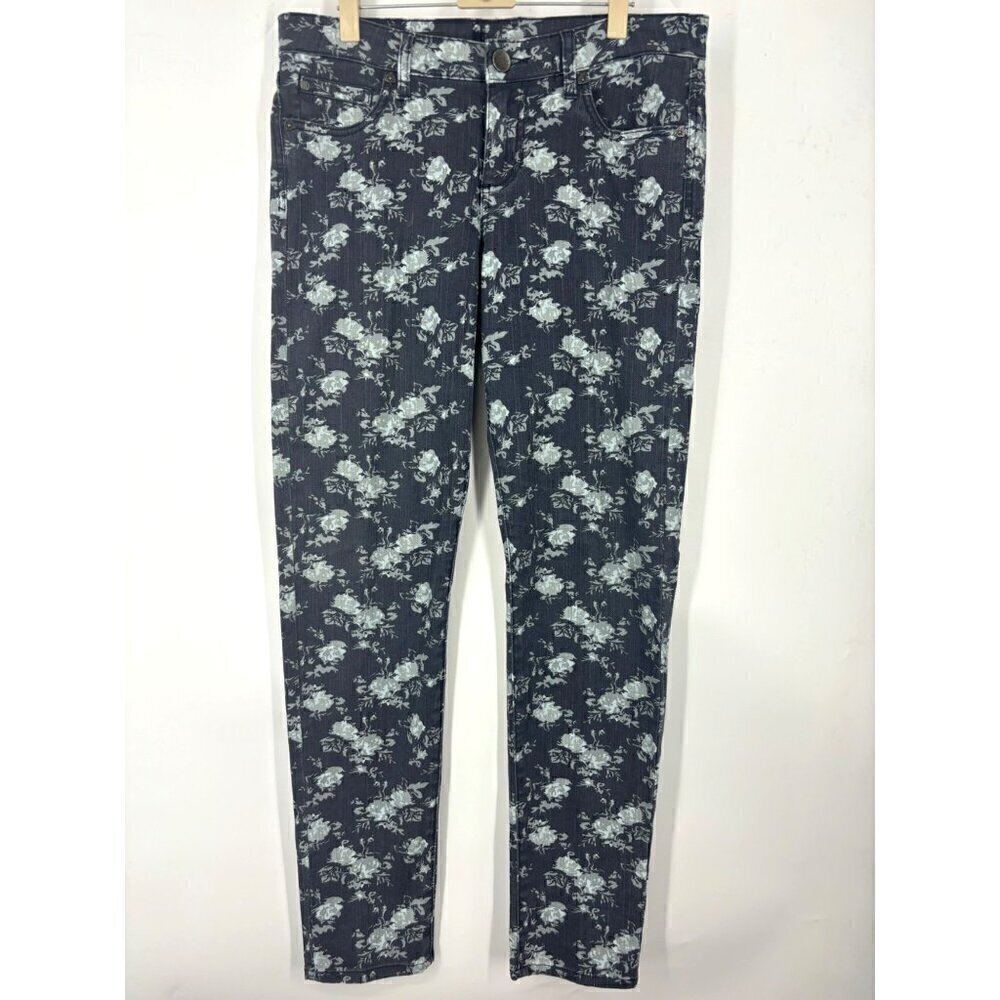 NWOT KUT Floral Gray Blue‎ Diana Skinny Jeans 8